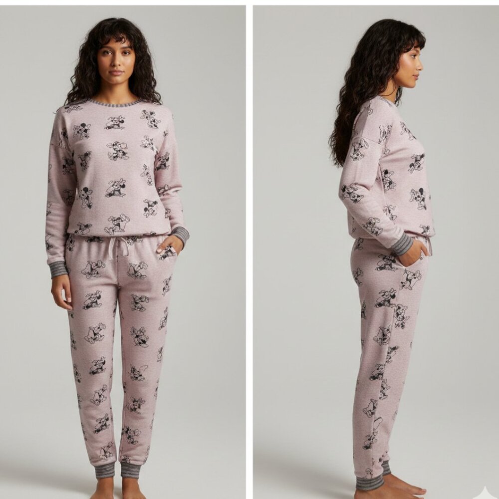 NEW Disney Mickey and Minnie Cozy 2-Piece Pajama Set Pink Size Small - Picture 1 of 3